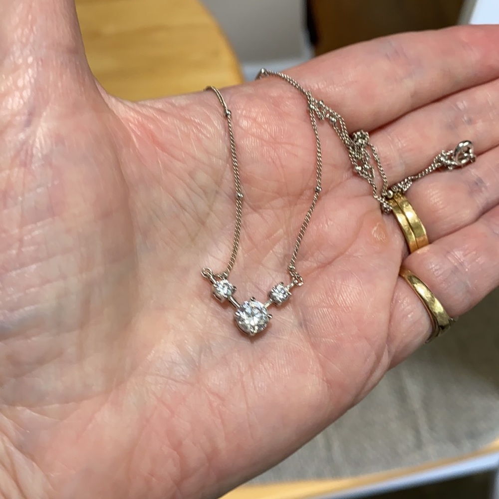 Silver 16” station necklace with cubic zir…